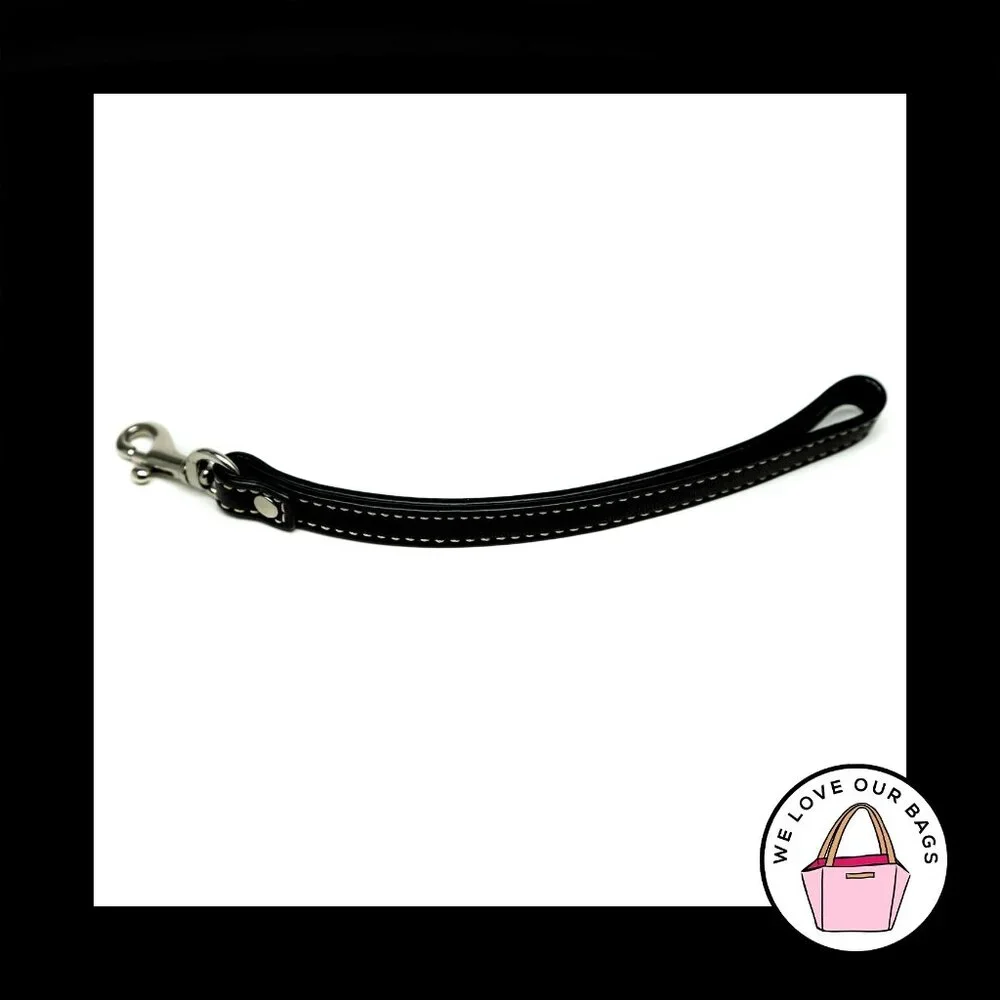 COACH REPLACEMENT STRAP Black Leather Wristlet Wallet Nickel Dog Leash Clasp